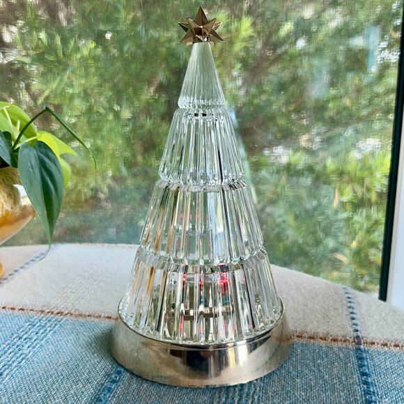 Avon Crystal Glass Christmas Tree with Light-Up Base & Star, 8″ Tall - Picture 1 of 16